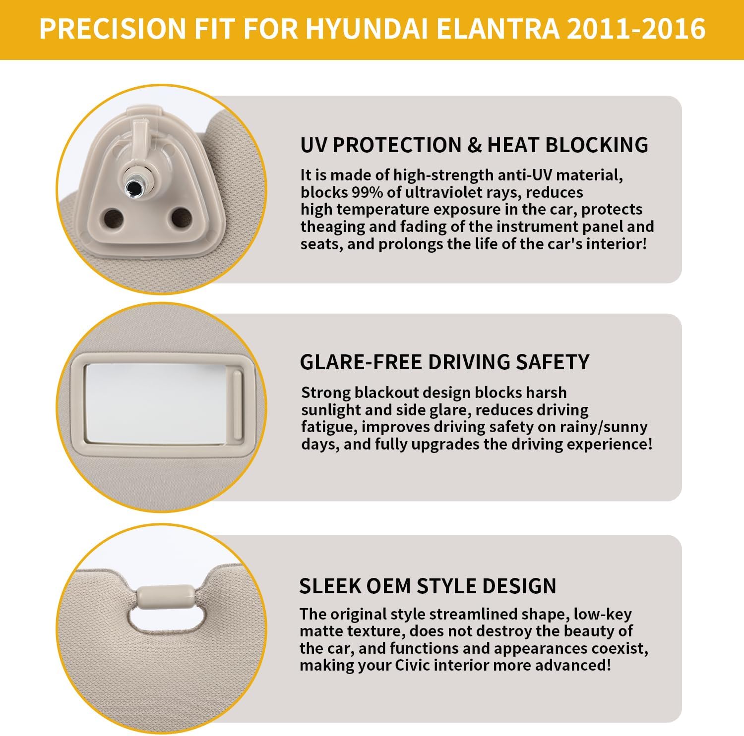 2 Pieces Sun Visor Replacement for Nissan Versa 2007-2012, for Nissan Tiida 2005-2012, Driver & Passenger Side Sunvisor Replacement Kit with Vanity Mirror and Screws, Gray Color Cloth Fabric