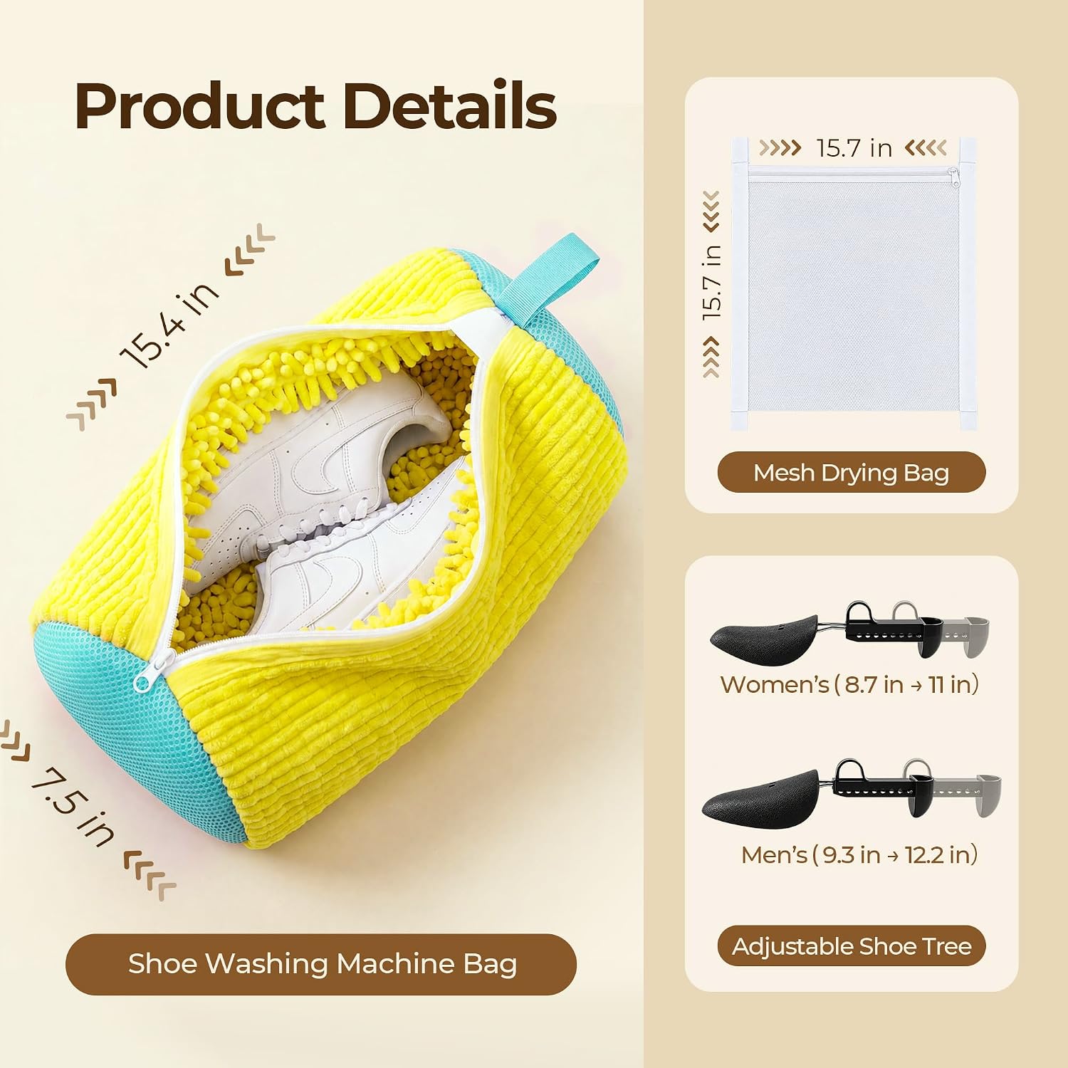 Shoe Washing Machine Bag, 6-Piece Shoe Cleaning Kit for Sneakers