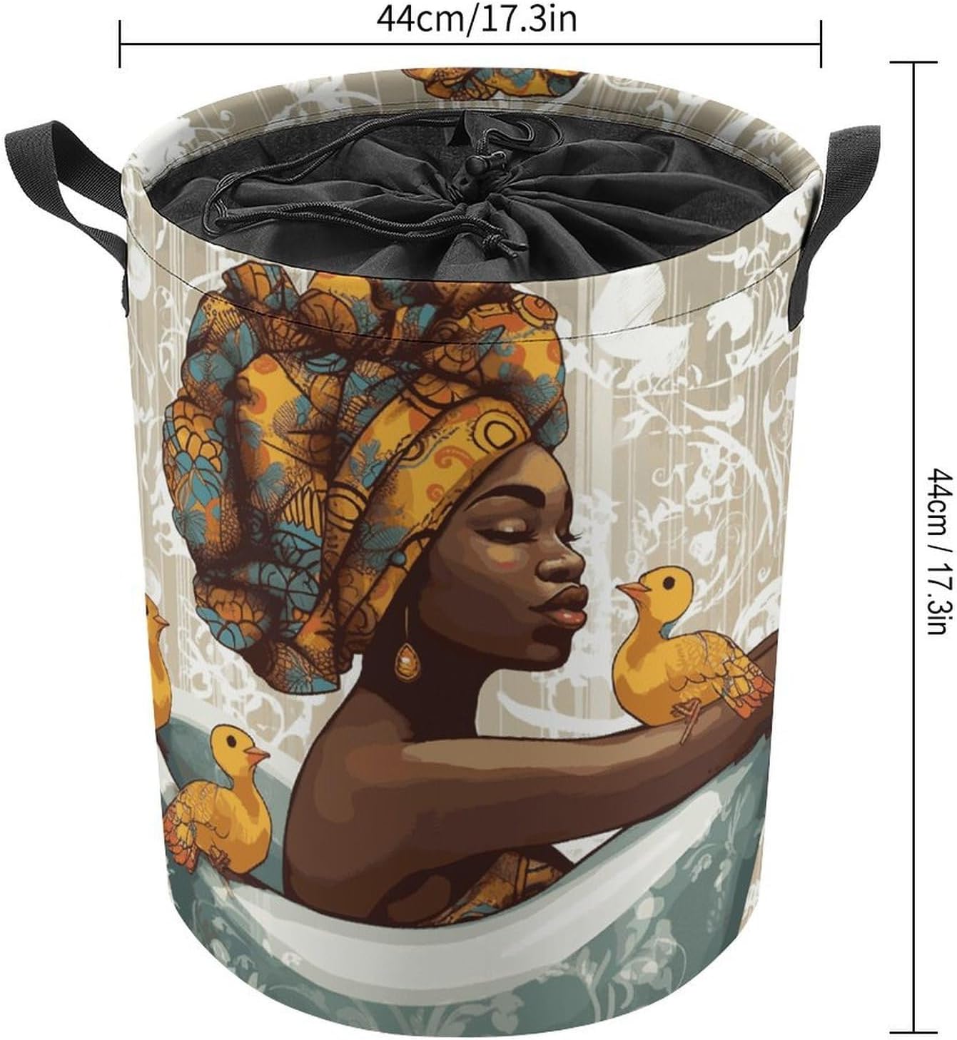 African Women Laundry Basket Collapsible Clothes Hamper with Reinforced Handles Large Capacity Waterproof Laundry Bag Freestanding Laundry Hamper for Bedroom Bathroom