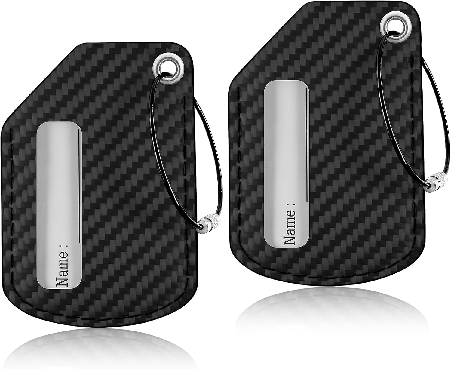 T-carbon 2pack Luggage Tags for Suitcases, Leather Backpack Luggage Bag Tag, Travel Suitcase ID Label with Stainless Steel Loop, Durable Baggage Tags for Men & Women, Black