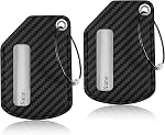 T-carbone 2pack Étiquettes de bagages en cuir noir pour valises, petits sacs Étiquettes de nom de voyage pour sacs à dos Identificateur de valises de sacs, Emplacement durable Tag de bagages pour hommes Femmes