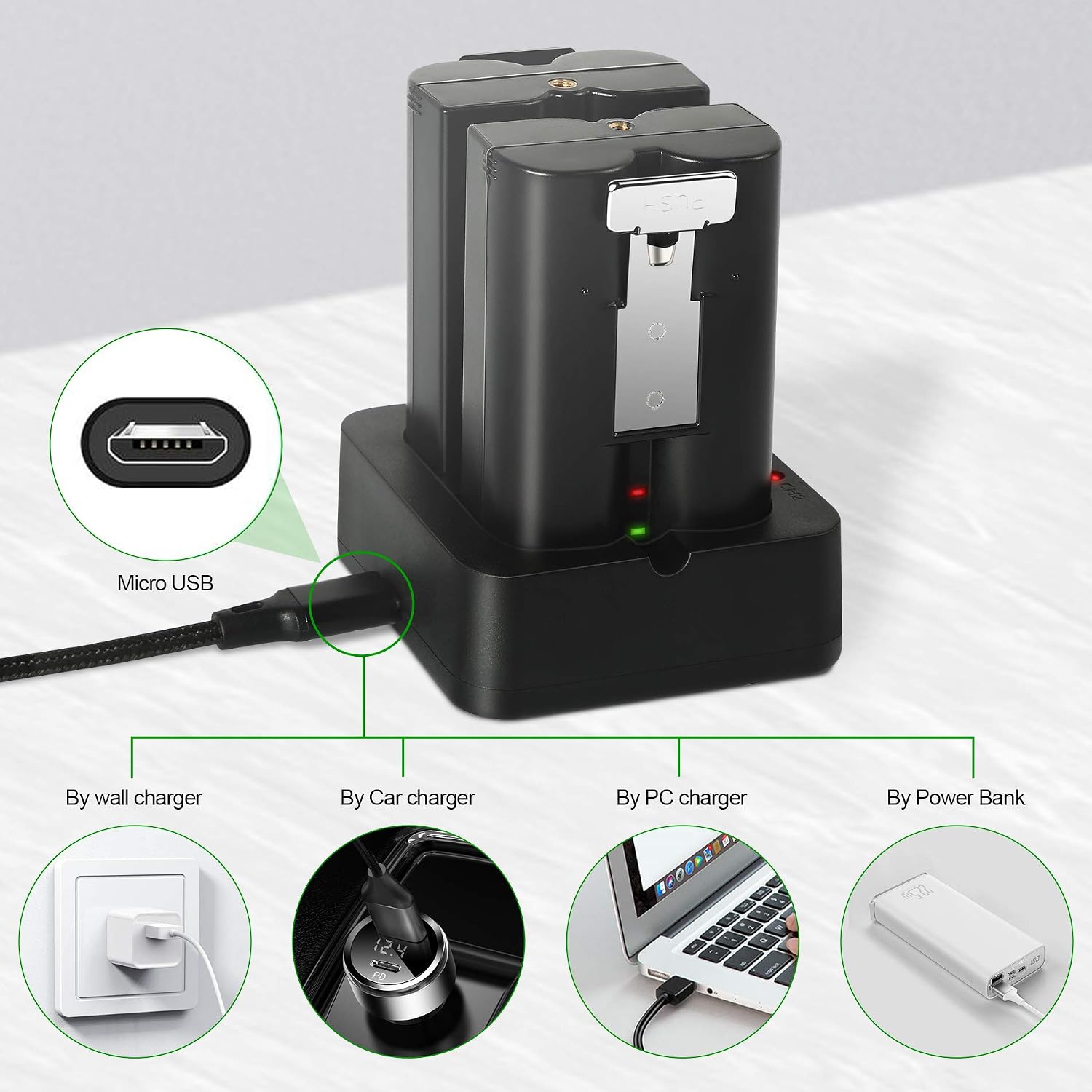 V4 Rechargeable Battery Replacement Compatible with Ring 2/3/3Plus/4 doorbell-Camera, Spotlight, Peephole, Stick-up Cam/Lithium-ion 6040mAh, 3.65Volt (2-Pack Batteries and 1 USB Charging Station)