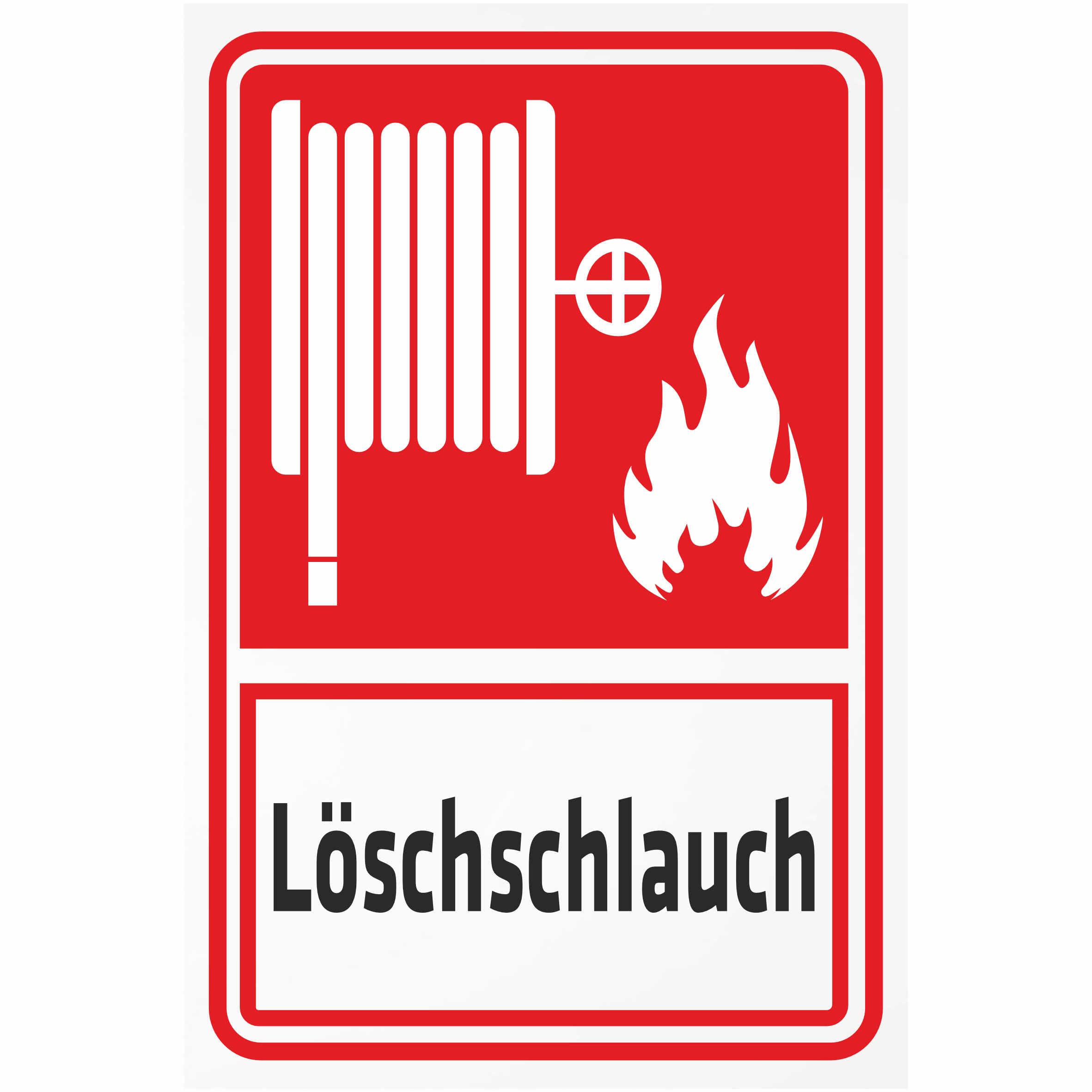 INDIGOS UG - Alu - Dibond Schilder 3mm - Sicherheit - Löschschlauch - Kombi - 600x400 mm - Hotel, Firma, Schutz, KITA, Arzt, Praxis, Wohnung