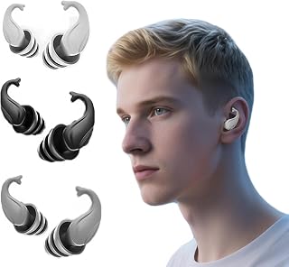 Waterproof Swimming Ear Plugs for Adults - 3 Pairs Reusable Silicone Ear Plugs for Women & Men,Perfect for Surfing, Diving,Pool,Showering and Other Water Sports - Ear Protection (Adults & Teens 14+) ﻿