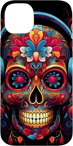Vista 15 de iPhone 13 Pro Max Calavera Calavera Calavera Sugar Skull con auriculares - Funda temática musical