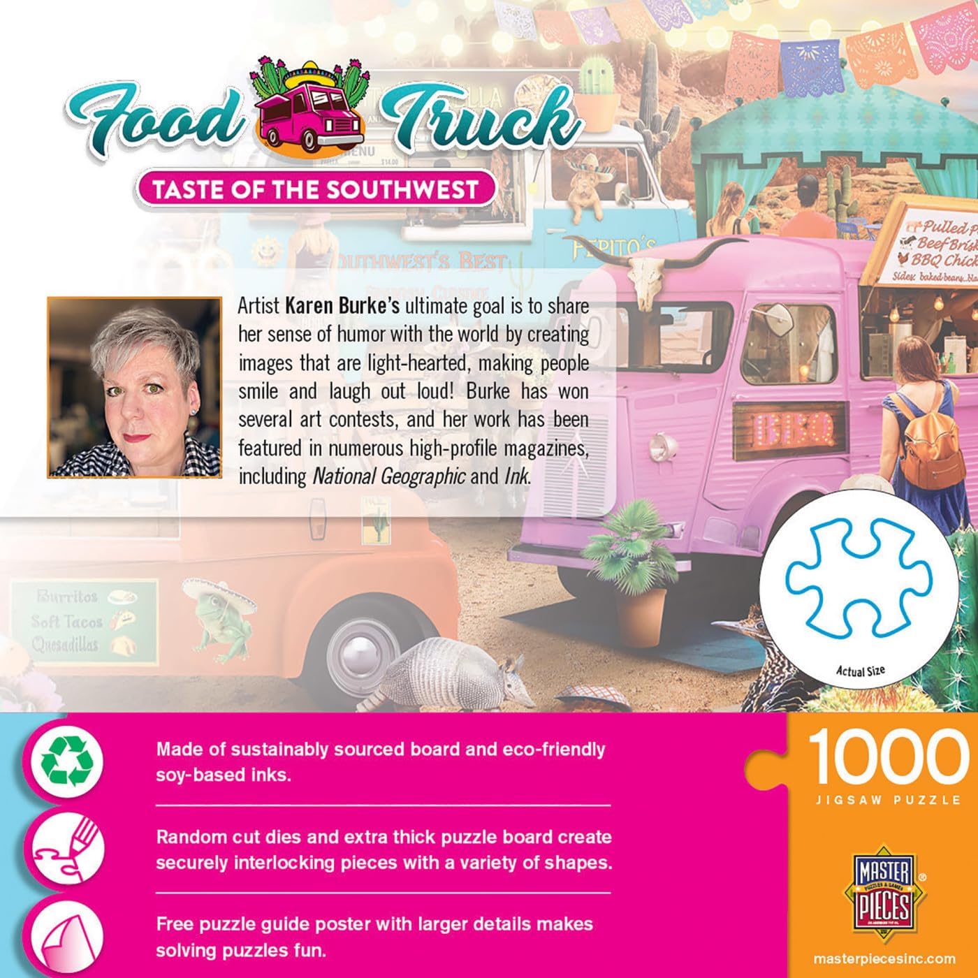 Food Truck - Taste of The Southwest 1000pc Puzzle - Jigsaw Puzzle with Vibrant Artwork and Durable Pieces - Fun Family Activity, Brain Challenge, and Educational Entertainment for Kids, Teens