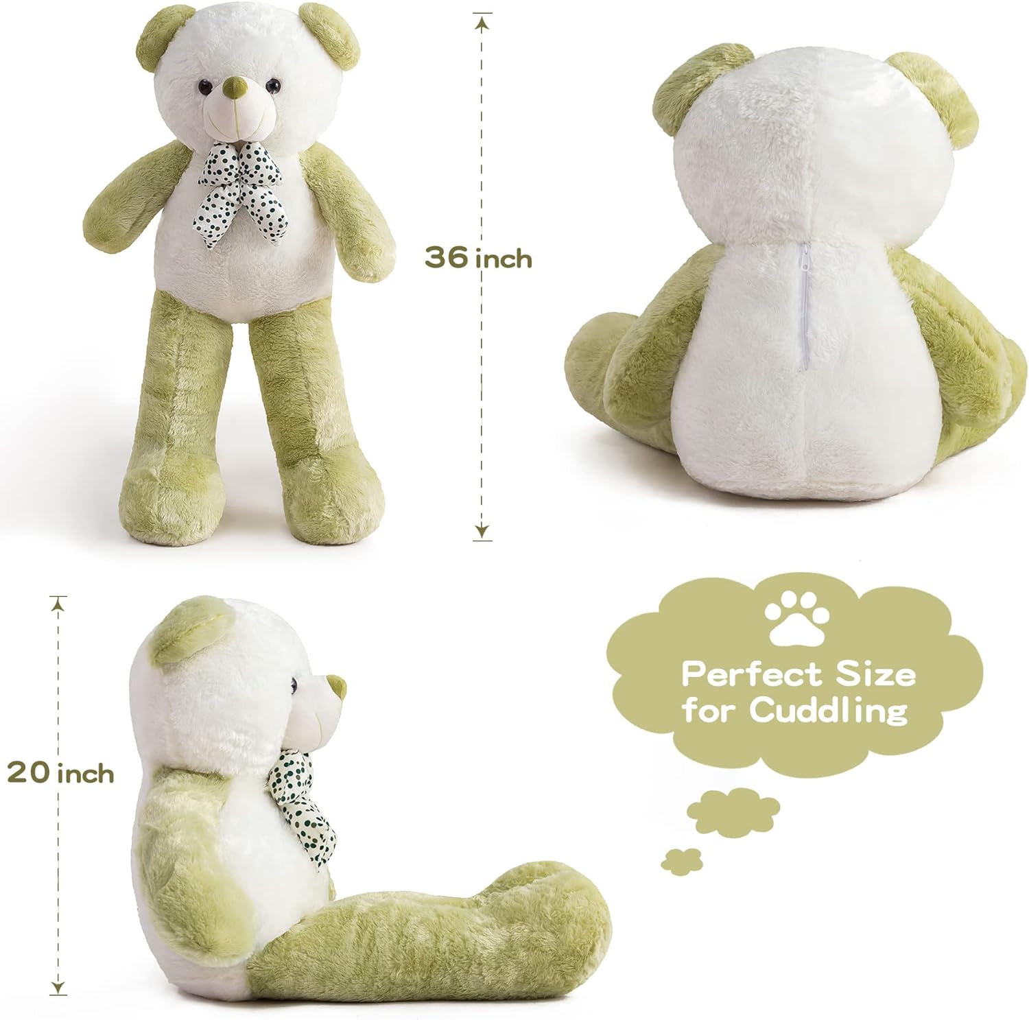 Giant Teddy Bear Green Stuffed Animal Big Teddy Bear 3 Feet Stuffed Animals for Kids Huge Stuffed Animals Big Plushies for Girls Stuffed Bear Plush Toys for Halloween Christmas 36 Inch