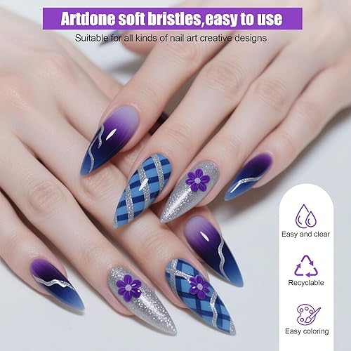 Vista 58 de Artdone - Juego de pinceles para arte de uñas, 6 pinceles delineadores de esmalte de uñas en gel, bolígrafo de diseño y dibujo, herramientas de arte