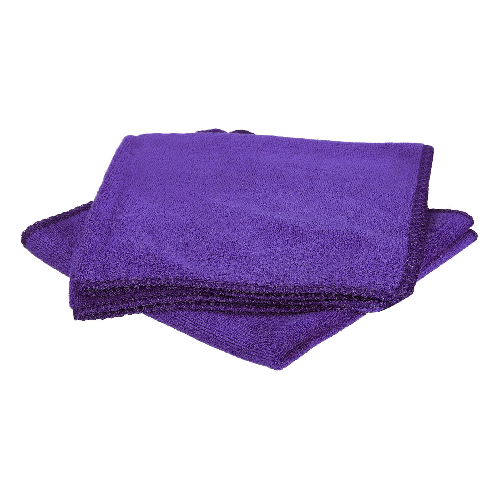 sourcing map 2 Pack Microfiber Cleaning Cloth, 16" x 16" Multi-Functional Cleaning Towels Reusable Absorbent Rags for Car Wash Kitchen Household Window Clean, Purple