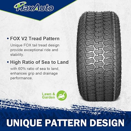 Miniatura 4 de MaxAuto FOX - Neumáticos para cortacésped de 24 x 9.50-12, neumático de jardín FOX V2, neumáticos de carrito de golf de 24 x 9.5 x 12, neumáticos