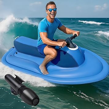 Upgraded Electric Underwater Scooter Jet Ski - 500w Brushless Electric Motor Jet Boat,9-Speed Remote Control, 10000mah 130min,360 Handle - Perfect for Snorkeling & Kayaks Boat+Thrusters