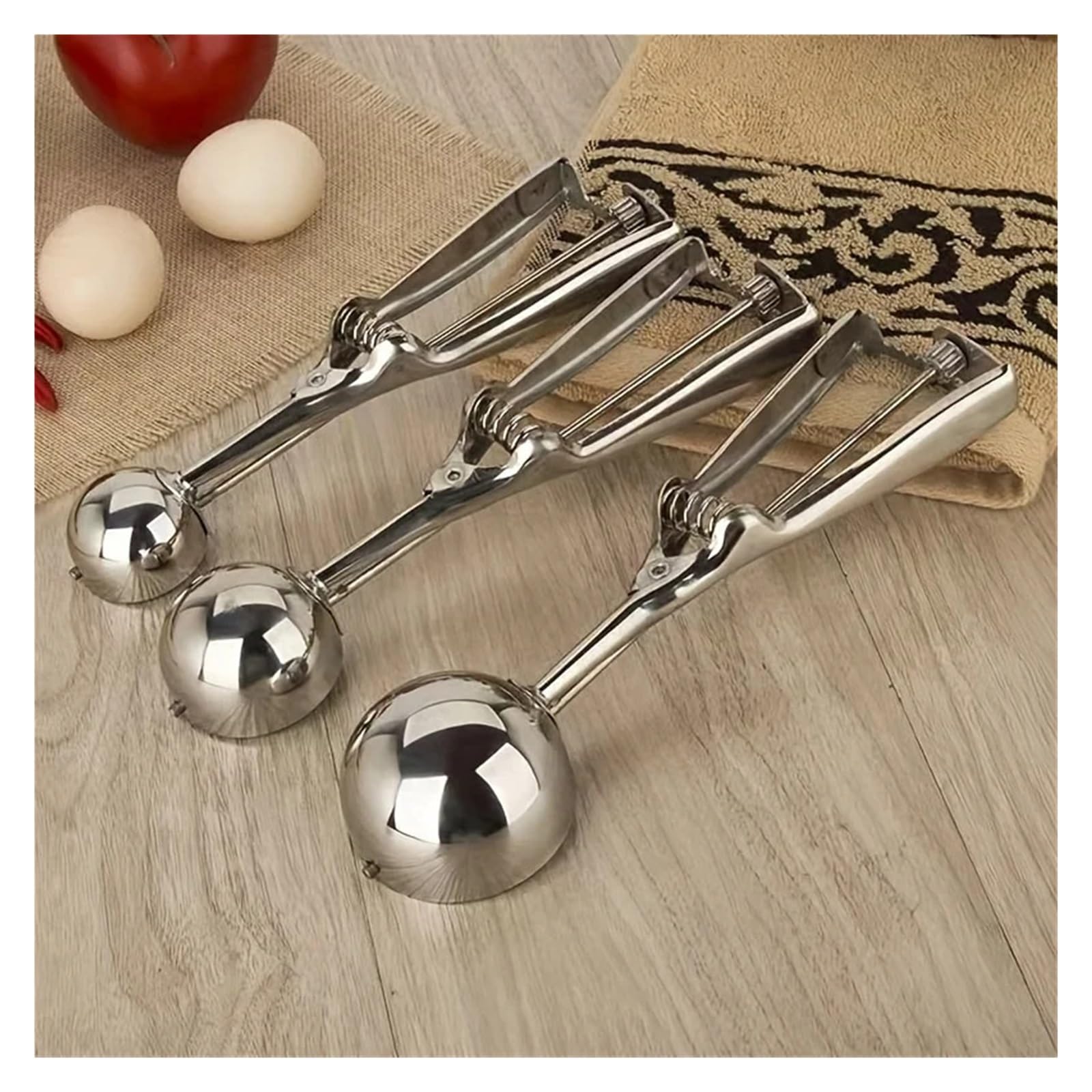 3 pezzi di paletta for gelato in acciaio inox, for stampi for frutta, manico a molla, accessori for la cucina casa, gadget