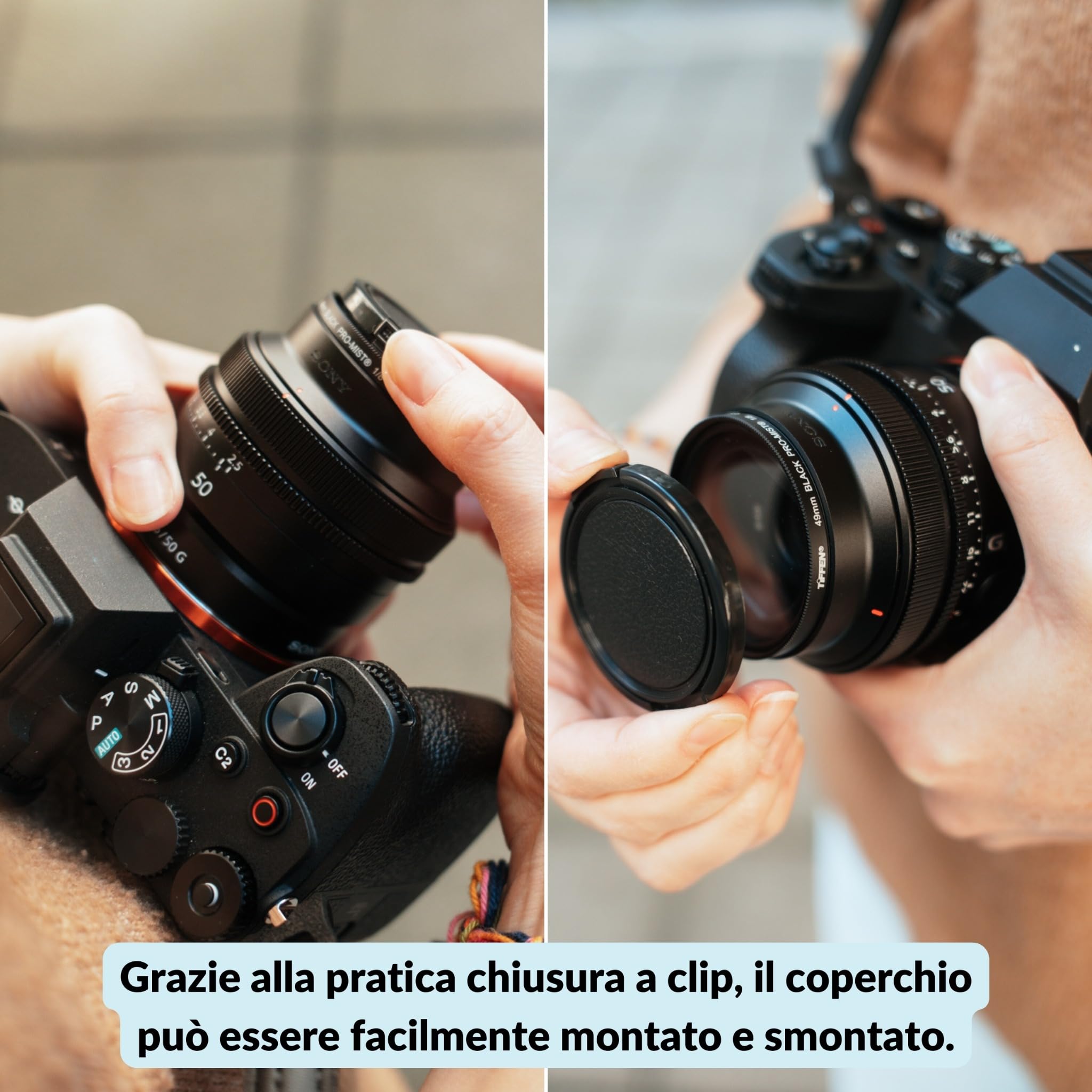 Lens-Aid Copriobiettivo Retro 49mm – Protezione Vintage per Obiettivi Fotocamere Digitali e Analogiche, Compatibile con Sony, Canon, Nikon, Olympus, Fujifilm
