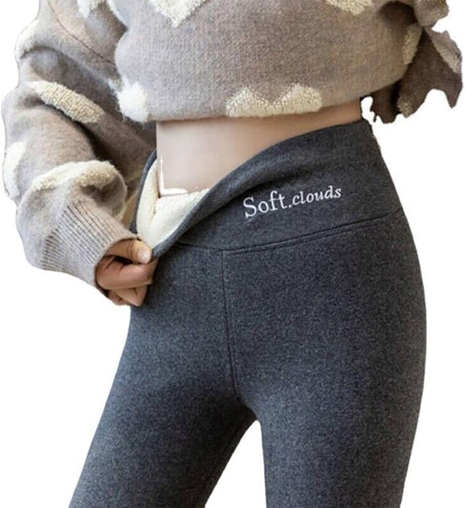 Soft Clouds Fleece Leggings for Women Winter,Casual Warm Winter Solid