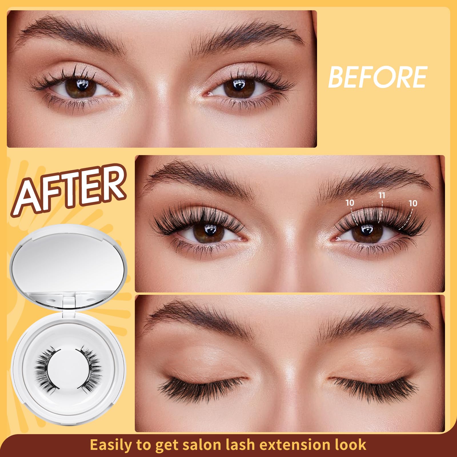 Faux Cils Magnetique, Cils Magnetique Naturel Réutilisables avec Applicateur, Aucune Colle Nécessaire QUEWEL Faux Cils Magnetique facile à porter et à enlever avec instructions (K-04)