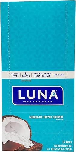 Clif, Bar Luna Chocolate sumergido Coco, 1.69 onzas, paquete de 15