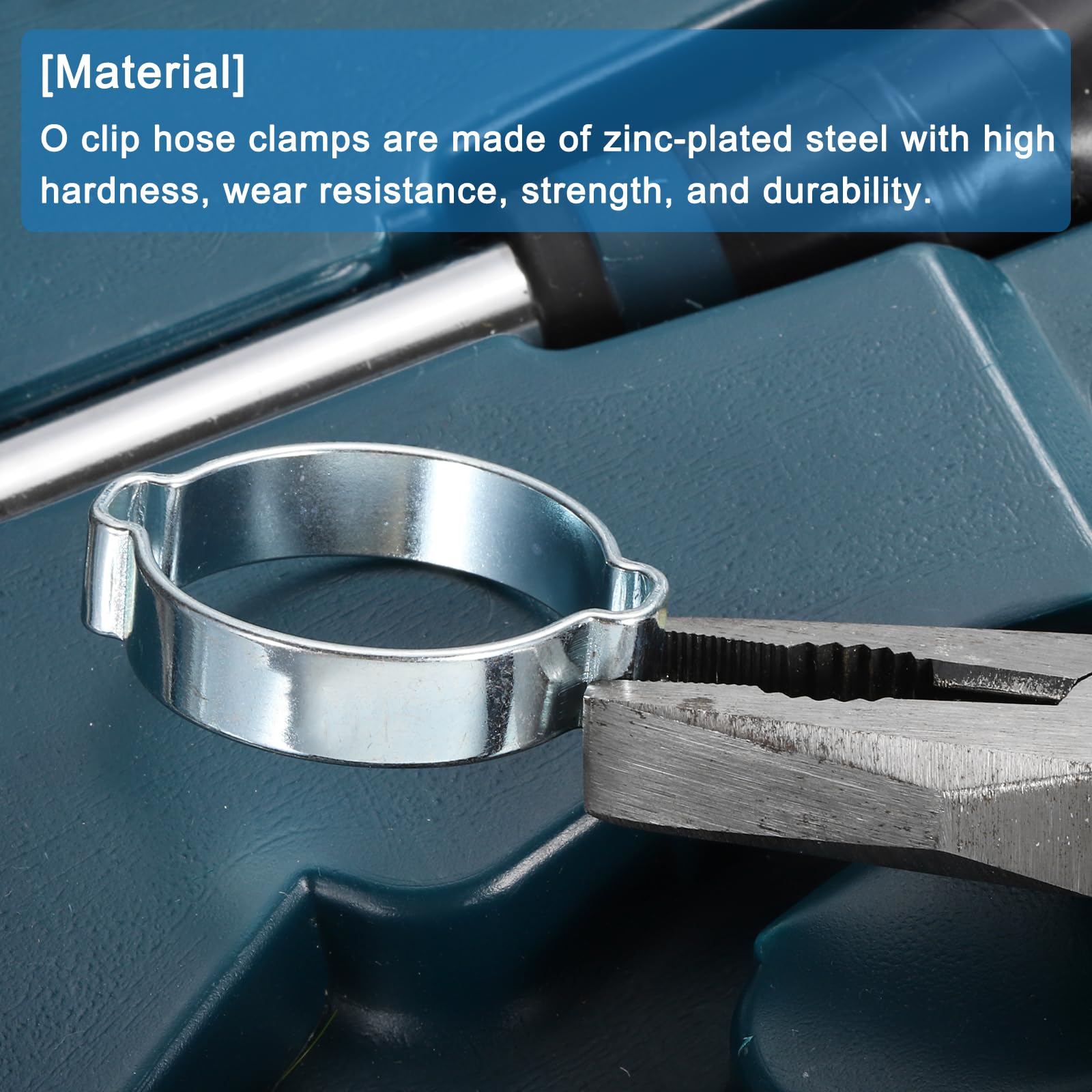 25 Pack 28-31mm Double Ear Hose Clamp, 304 Stainless Steel O Clip Crimp Rings - View #2