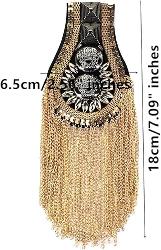 Miniatura 4 de Blazer Hombreras de hombro con borla Cadena charreteras de metal cuentas punk flecos Epault para traje 2 piezas (dorado)