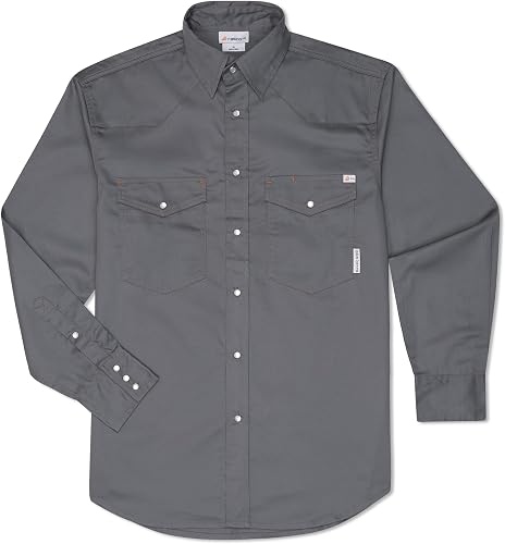 Rasco FR Gray Western Shirt with Snaps 7.5 oz - GR754 M-Long (Grey)