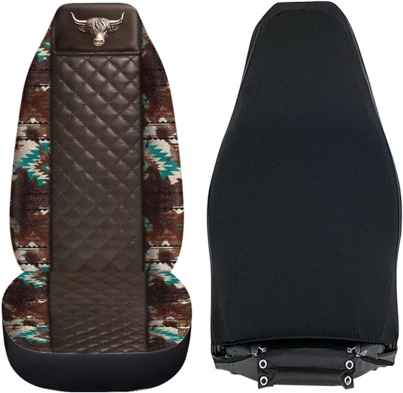 Howilath Bull Print Car Seat Cover Set of 2 Elastic Interior Accessories Front Bucket Seat Covers Fit SUV Sedan Truck, Easy to Install