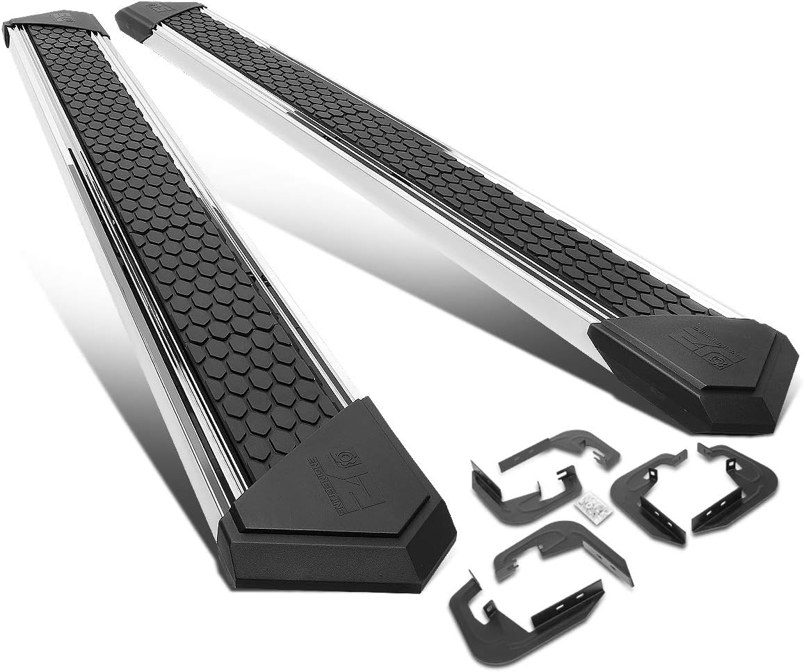 J2 Engineering 8'' Honeycomb Running Boards Compatible with 07-18 Silverado Sierra 1500 Extended Cab / 07-19 2500HD 3500HD Extended Cab, Chrome Step Nerf Bars, J2-STEPB-ZTL-8253-SS