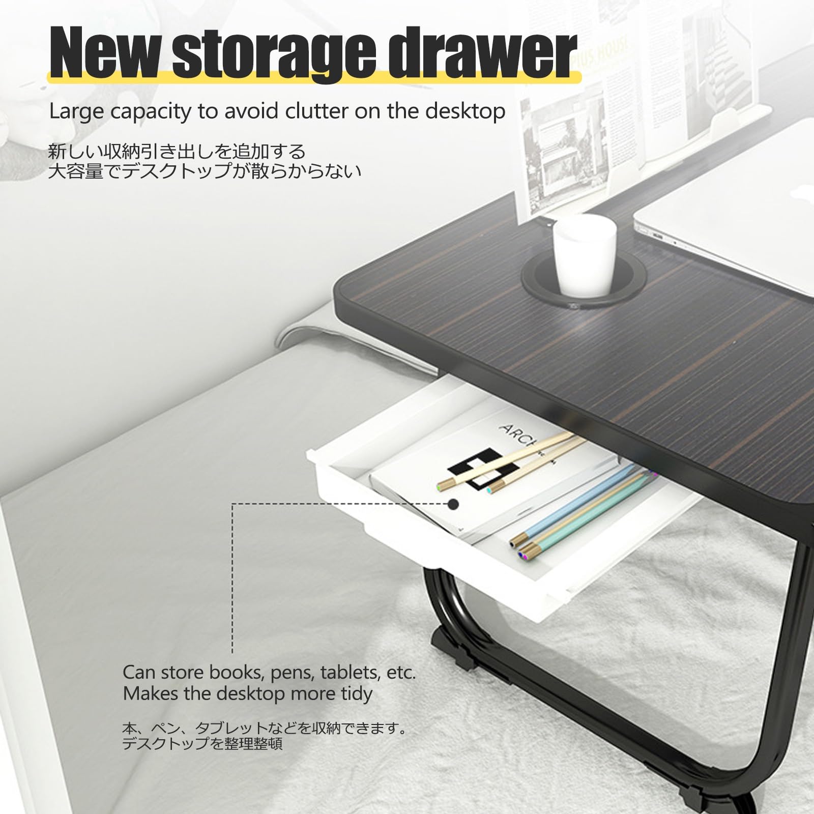 Tavolino da Letto,Tavolo Laptop Pieghevole,lapdesk Pieghevole,tavolino da Letto per studiare,Utilizzato per Leggere, disegnare o Giocare ai Videogiochi, Lavorare(White)