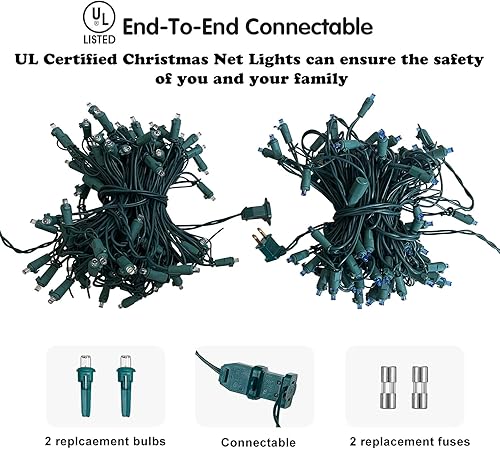 Miniatura 5 de Luces de Halloween para exteriores, 100 luces LED de red de Halloween de 5 x 5 pies con conectables, impermeables, con certificación UL y diseño de