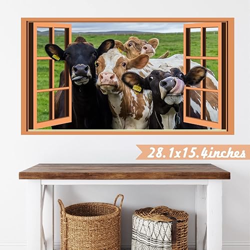 Miniatura 3 de Divertidas calcomanías de pared de vaca, calcomanías de pared de vaca, calcomanías de despegar y pegar, calcomanías 3D con estampado de vaca,