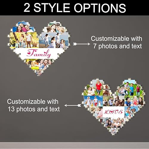 Miniatura 2 de Xihedfd Luz de foto personalizada, luz de collage de imágenes de corazón, luz nocturna personalizada, decoración del hogar, día de San Valentín,