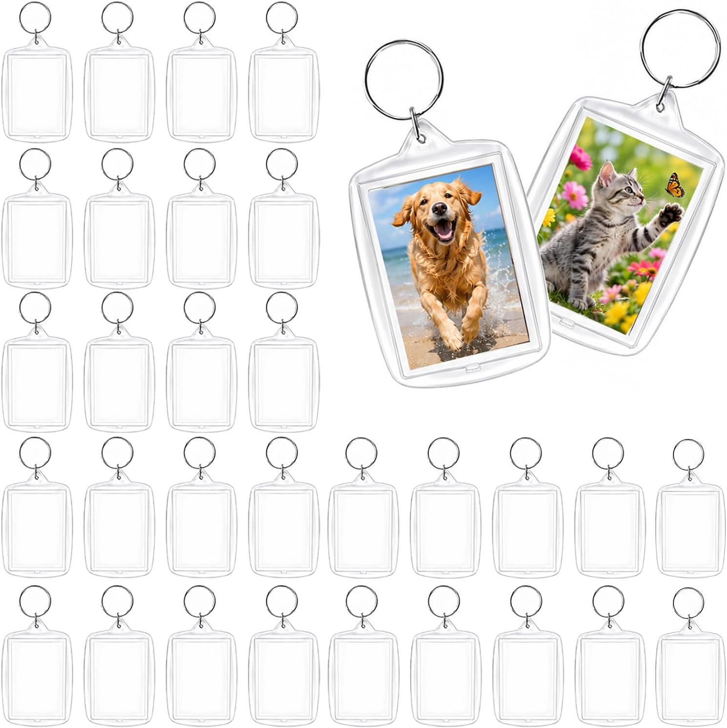 Acrylic Photo Keychains, Clear DIY Picture Insert Holders