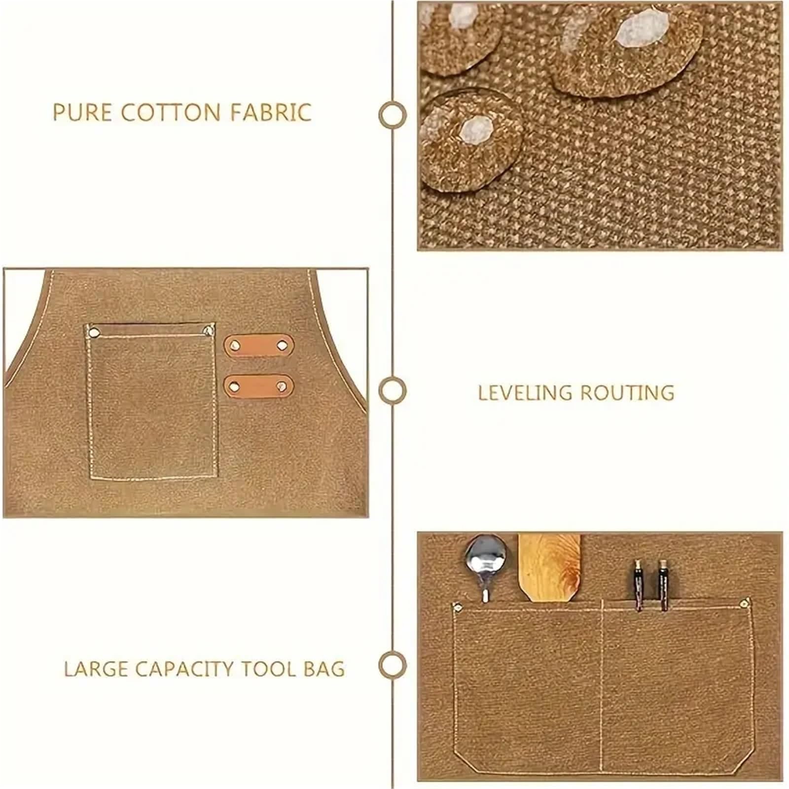 2 grembiuli da cuoco for uomo e donna con ampie tasche, grembiule da lavoro resistente e regolabile in tela di cotone con retro incrociato per Fabbro, Carpentiere