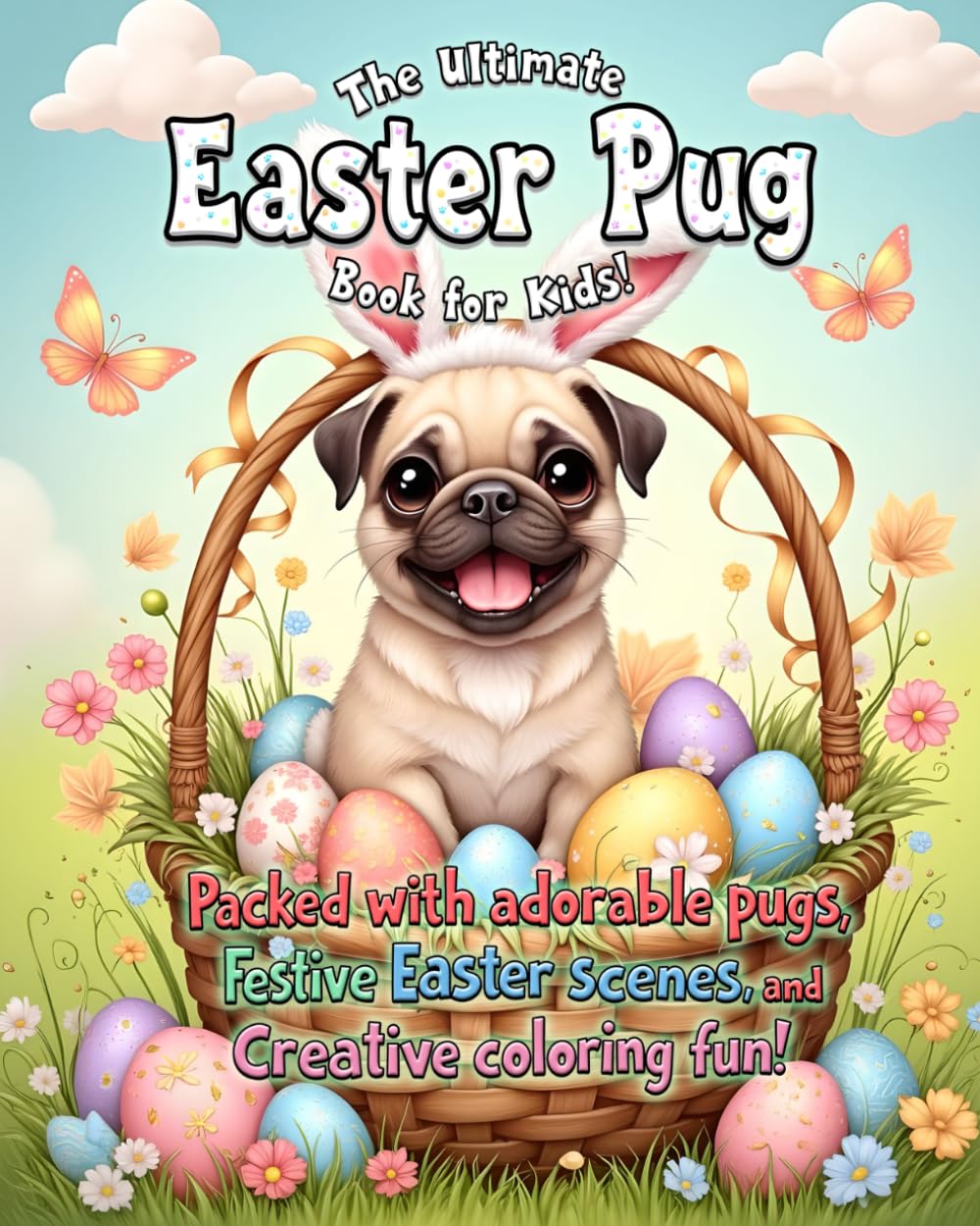 The Ultimate Easter Pug Coloring Book for Kids: Packed with Adorable Pugs, Easter Fun, and Delightful Spring Scenes!