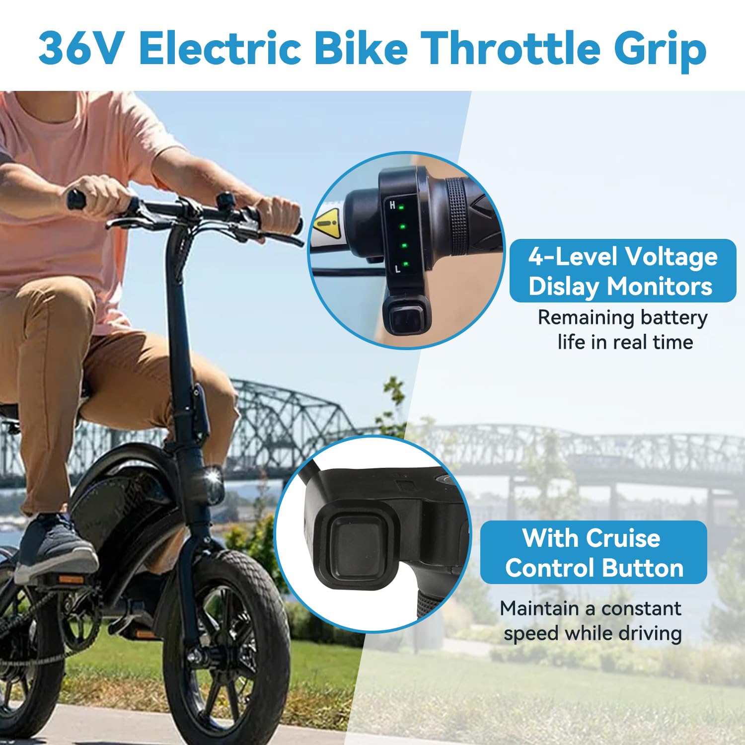 EOPOAYI Kit di manopole per acceleratore EBike da 36 V, ricambio per bici elettrica Jetson Bolt Pro JX10 Atlas Ancheer, acceleratore a 6 pin per Dyu D3F D2F C3 C4 parti display tensione pulsante