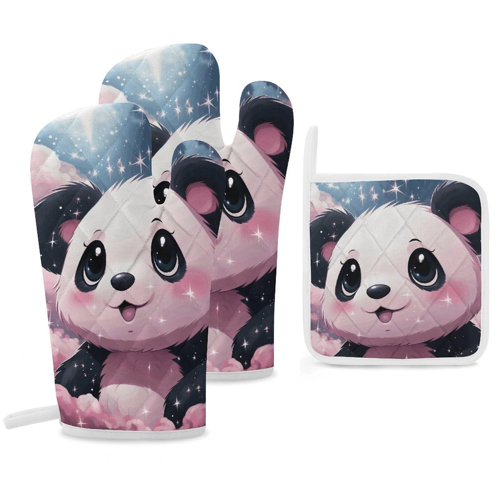 Gants de cuisine panda anti-brûlure pour manipuler vos plats chauds sans risque