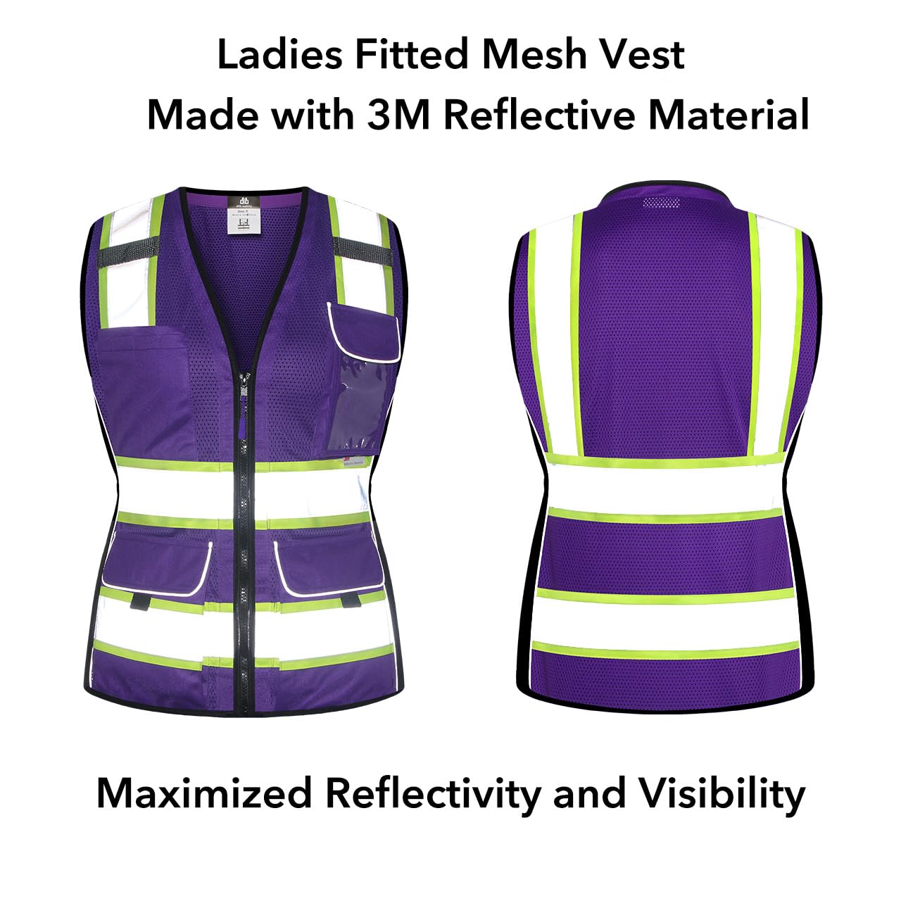 Dib Safety Chaleco para mujer con bolsillos, chaleco reflectante de malla de alta visibilidad, ANSI clase 2 fabricado con cinta reflectante 3M