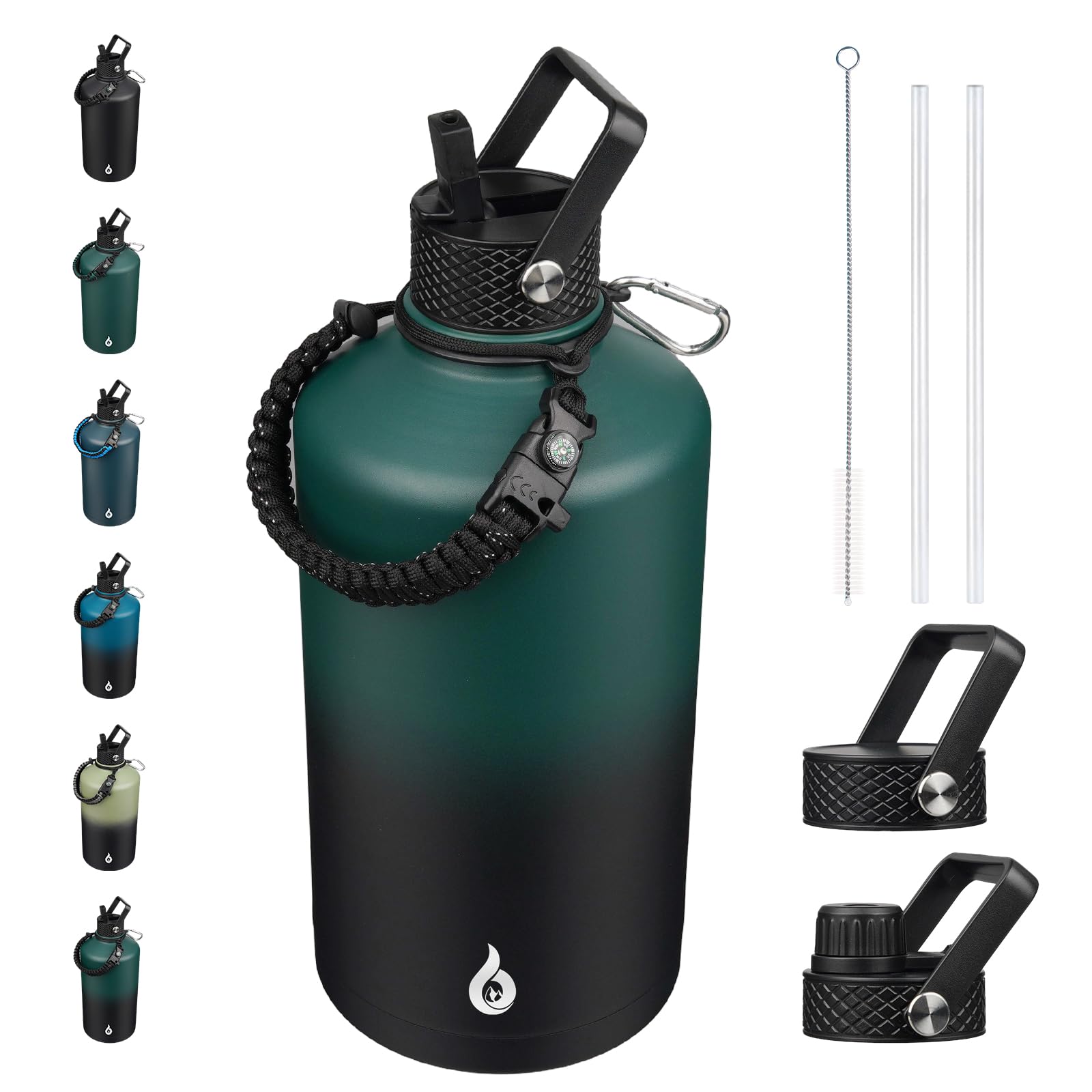 BJPKPK 128oz Insulated Water Bottle with Straw Lid, 1 Gallon Water Jug