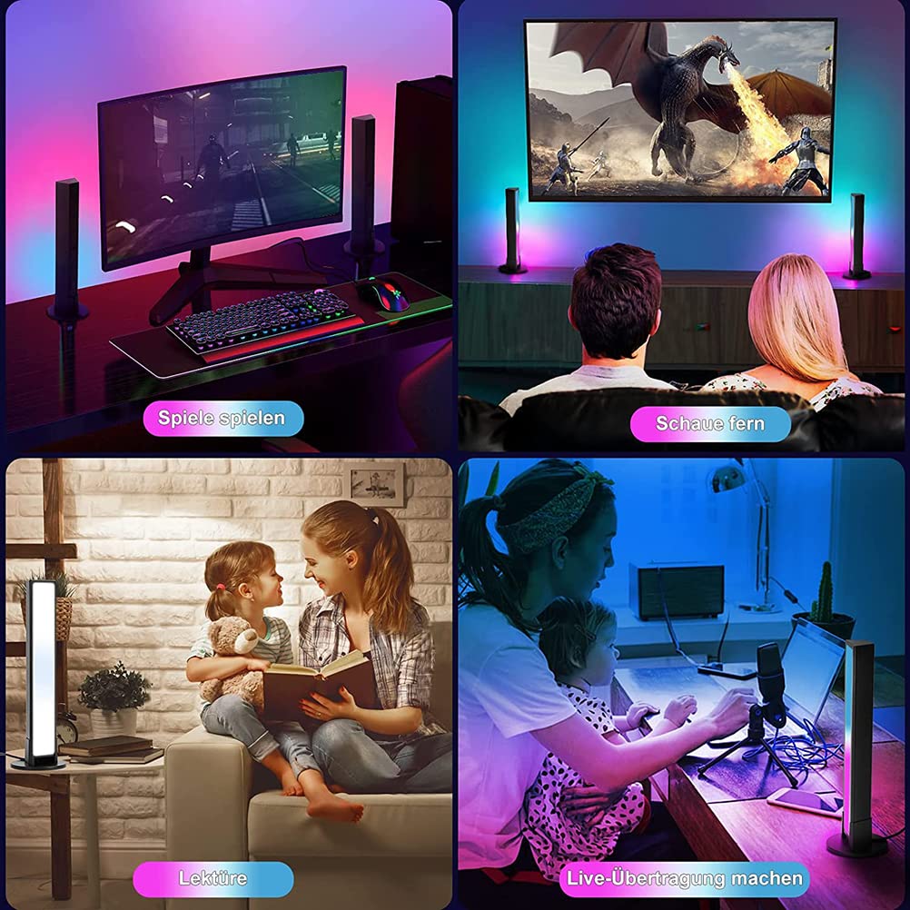 Lampada da tavolo RGB da 2 pezzi, lampada da gioco sincronizzata con la musica, lampada da scrivania del soggiorno dimmerabile, barra luminosa LED Smart con dimmerabile e telecomando