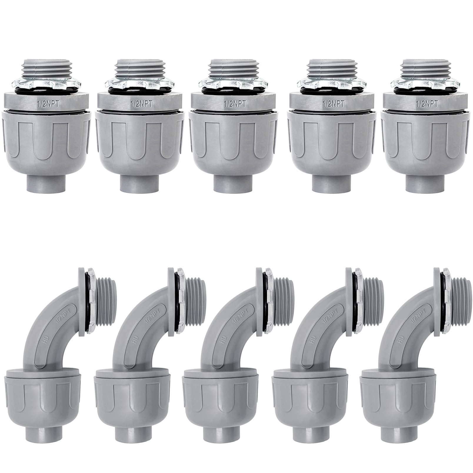 Feotech 10 Stück 2,5 Cm Flüssigkeitsdichte PVC-Verbinder – Gerade & 90 Grad, Flexibel & Nicht-metallisch – Für Elektroinstallation, Bad, Küche