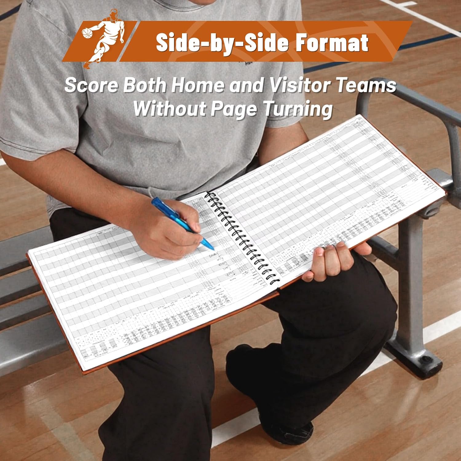 Premium Basketball Scorebook, 65 Games 15 Player Slots Basketball Score Book, 13" x 11" Hard Cover Score Keeping Book for Stats, for Coach, Family, Fan