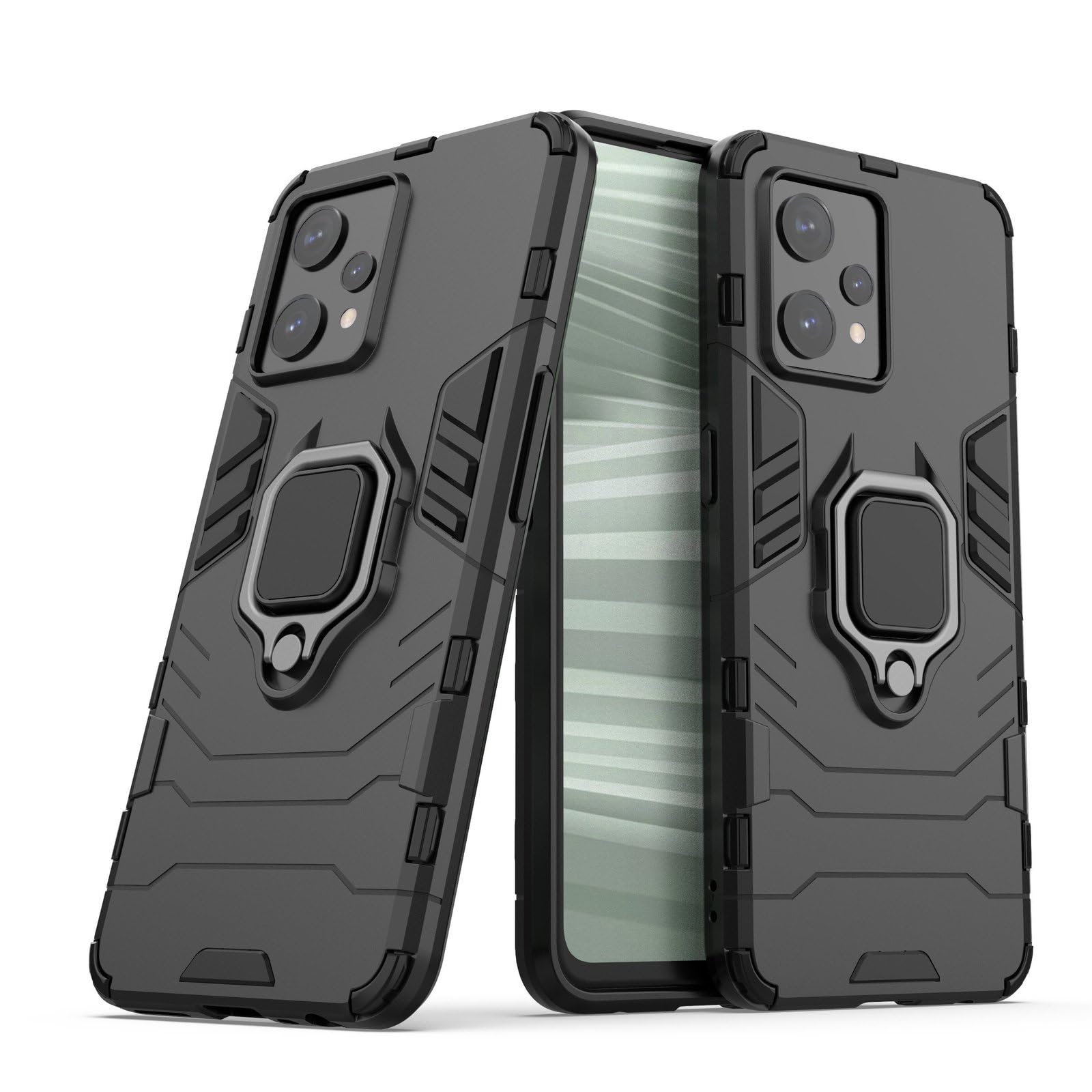 Hi-Case Custodia Per Realme 9 Pro+ / Realme 9 4G Con Copri-Fotocamera Scorrevole E Anello Supporto - Rossa
