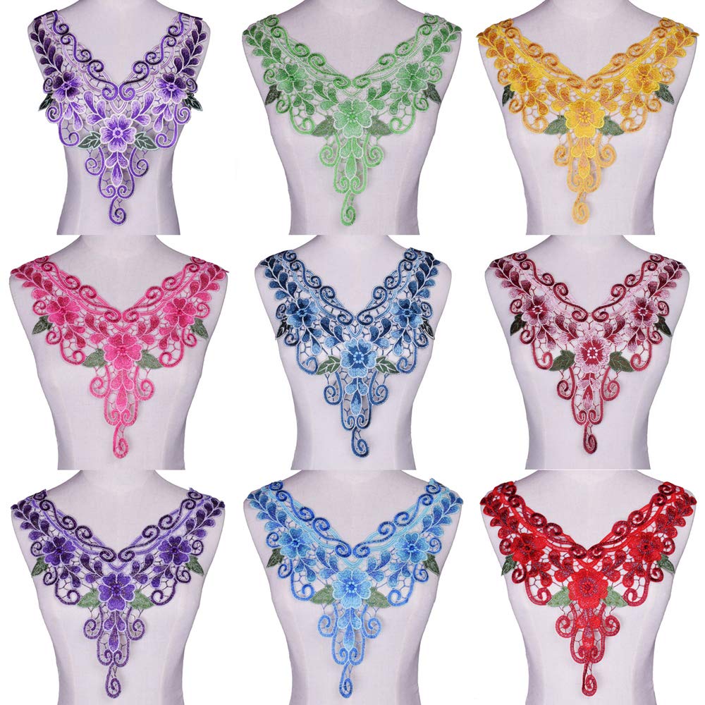 5 Pezzi Colletti Floreali In Pizzo E Nastro - Collari Decorativi Per Abiti Donna - Multicolore Regolabile 30-130 Cm - Accessori Moda