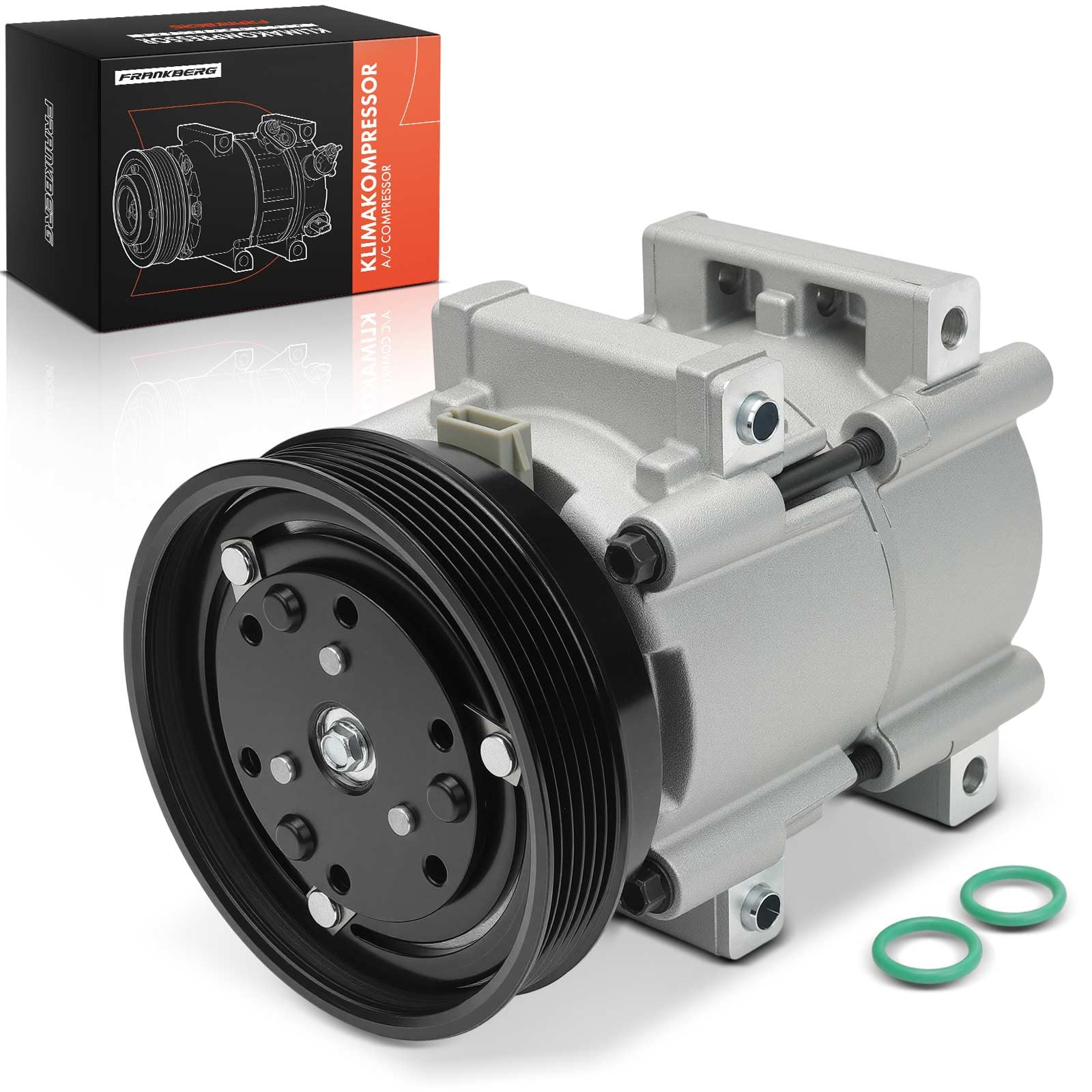 Frankberg Compressore per aria condizionata con frizione, benzina | 4R3H19497BB; Compatibile con: Fiesta IV JA JB, KA Van RB, Ritiro del corriere, Fiesta Van J3 J5, KA RB, Puma EC