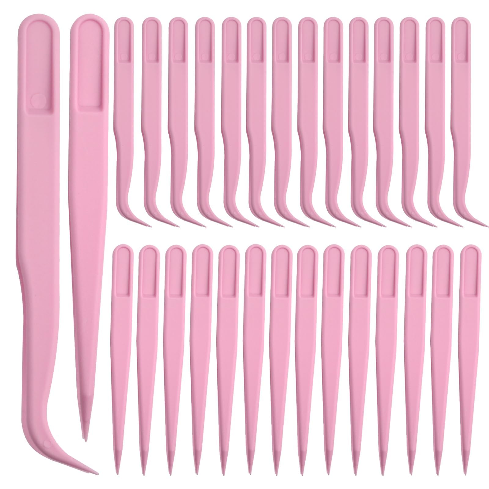 30 Pieces Plastic Tweezers Tweezers Hardened Multipurpose Tweezers Straight and Curved Tip Jewelry Making Tool Set for DIY Craft Projects Scrapbooking Eyelash-image-48