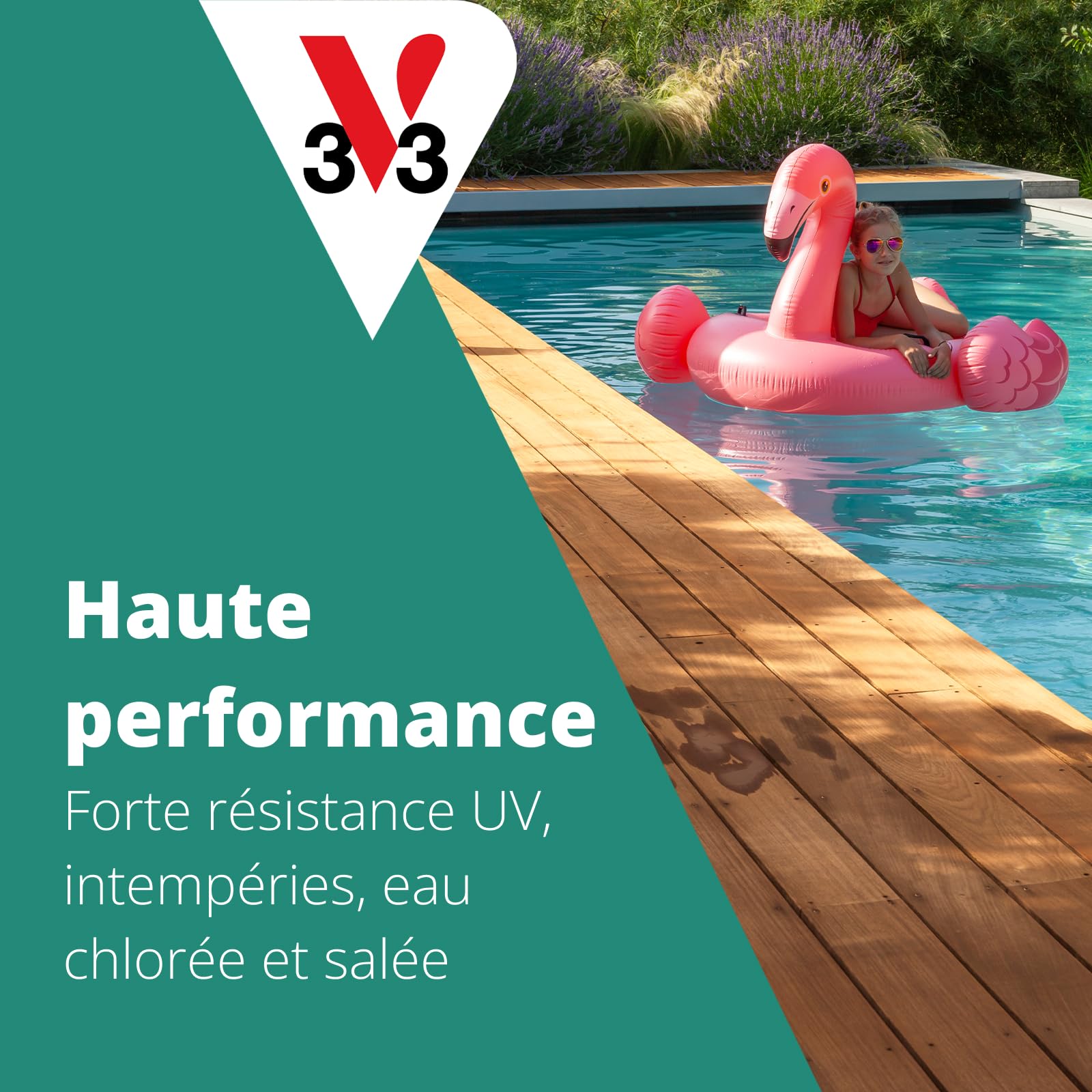 V33 Saturateur bois extérieur Naturel mat 5L - Haute résistance eau chlorée, UV et graisse - Sans essuyage et non glissant