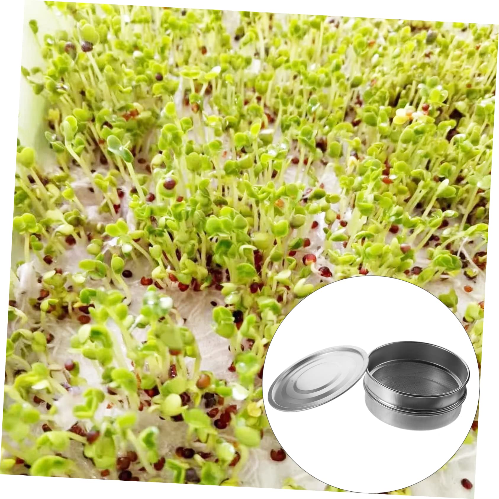Edelstahl Keimset 20cm als Stapelbares Anzuchtset für Zuhause | 1 Stück, für Garten und Haushalt, Silber, mit Einfacher Drainage und Feinem Sieb