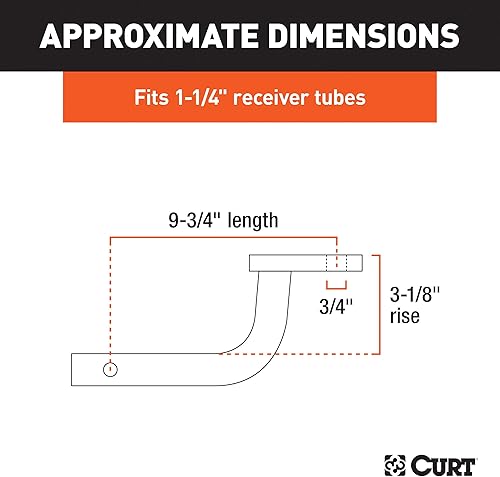 Miniatura 2 de CURT 45520 - Soporte de bola de enganche de remolque clase 2, se adapta al receptor de 1-14 pulgadas, 3,500 libras, agujero de 34 pulgadas,