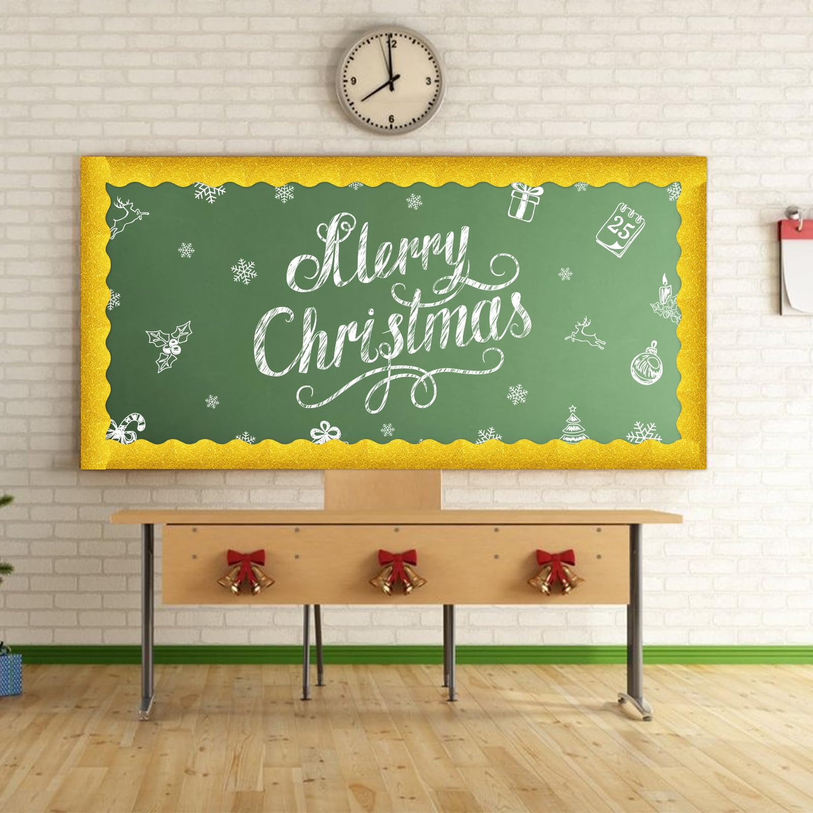 65ft Gold Glitter Bulletin Board Border - Scalloped Classroom Decor Trim For School, Office, Home Displays And Party Decorations