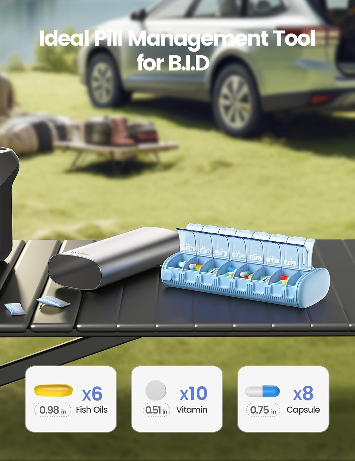 Vaydeer Metal 7 Day Pill Organizer 2 Times a Day – AM PM Weekly Travel Pill Case with Moisture-Proof Desiccant, Airtight Large Capacity Pill Box for Vitamins, Medications & Supplements (Rose Gold) - Image 6