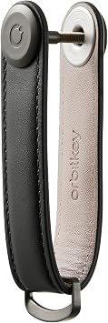 orbitkey Leather Key Organiser - Black with Black Stitching