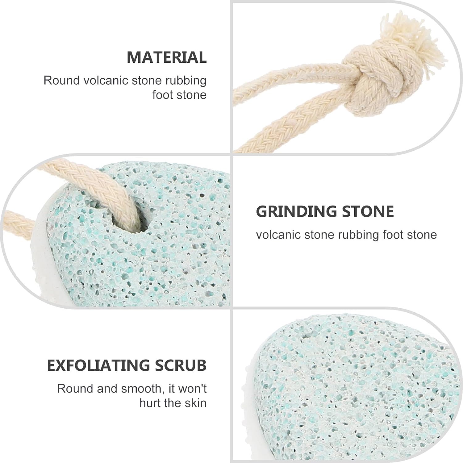 Amosfun 2pcs Natural Blue Round Pumice Stone Foot Skin Callus Remover Dead Skin Exfoliating Scrubber for Feet Pedicure Care